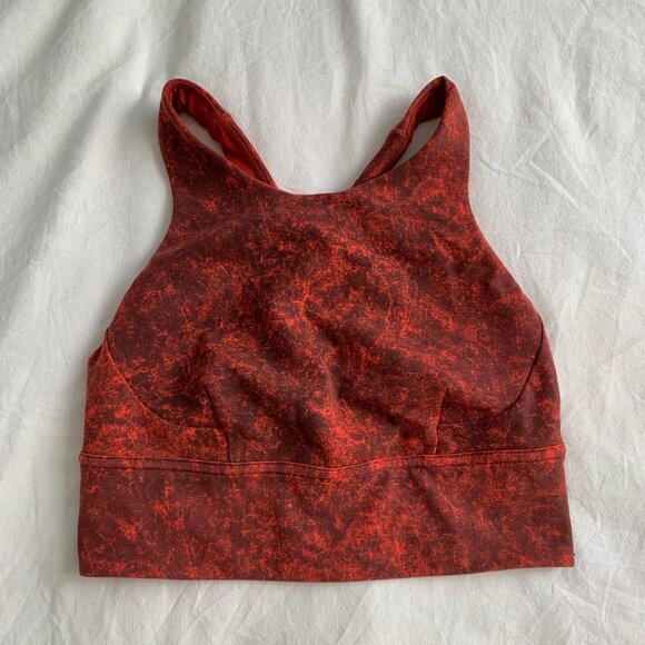 Lulu Wunder Train Longline Bra, Denim Wash Autumn Red DWAR - Picture 1 of 4